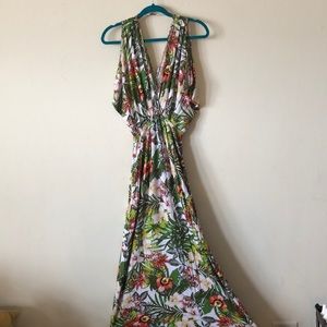 A summer dress by Arden B,It has a low V-neck.